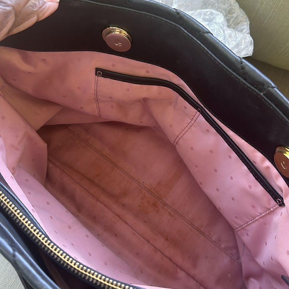 Kate Spade Black Quilted Leather Large Emerson Place Priya Shopper Tote - Picture 11 of 12